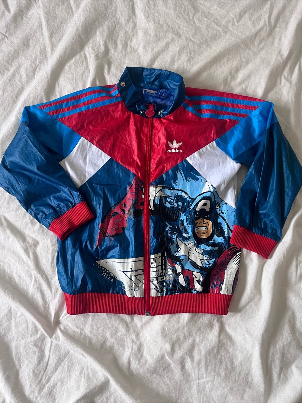 Adidas Originals x Marvel Kids Captain America Windbreaker Jacket Size 5-6 Y